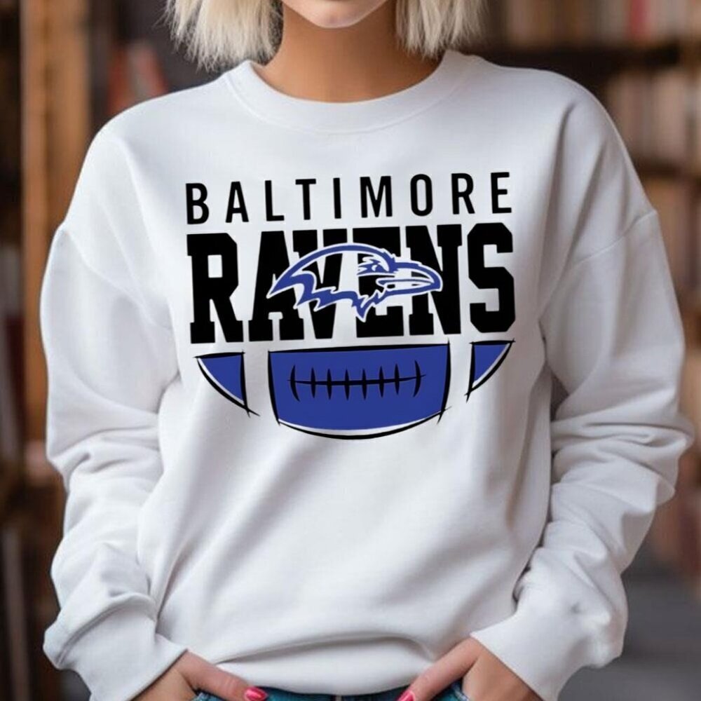Sketch The Duke Draw Ravens Sweatshirt Retro Baltimore NFL Football Crewneck